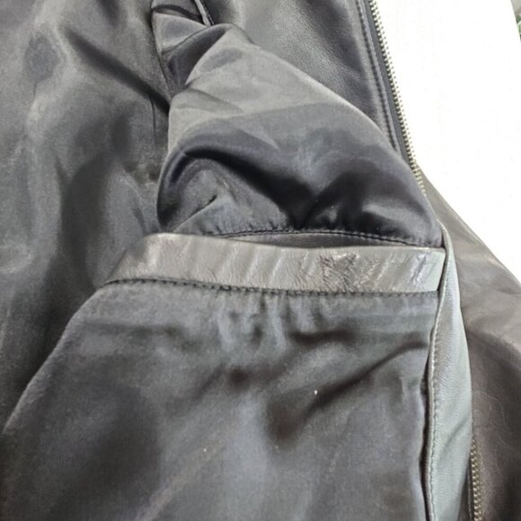 Banana Republic Full Zip Leather Jacket Men's XL Jet Black Long Sleeves EUC LN - Picture 11 of 16